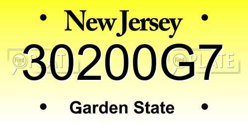 30200G7 New Jersey License Plate