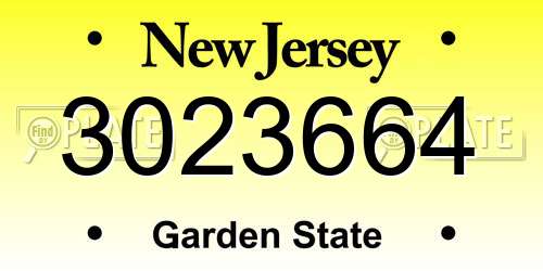 3023664 New Jersey License Plate