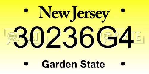30236G4 New Jersey License Plate