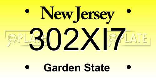 302XI7 New Jersey License Plate