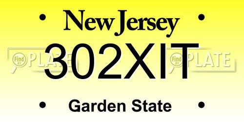 302XIT New Jersey License Plate