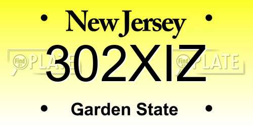 302XIZ New Jersey License Plate