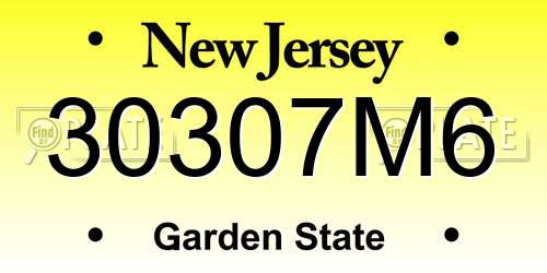 30307M6 New Jersey License Plate