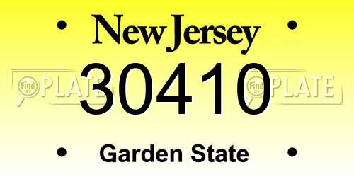 30410 New Jersey License Plate