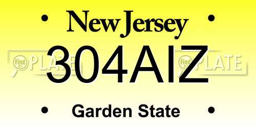 304AIZ New Jersey License Plate