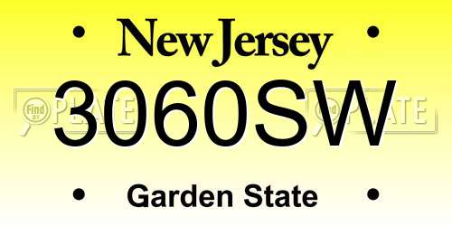 3060SW New Jersey License Plate