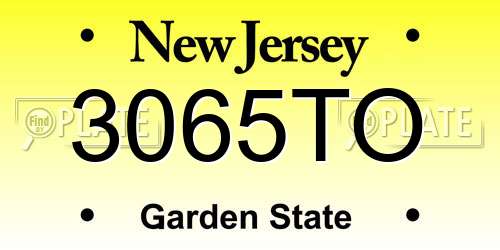 3065TO New Jersey License Plate