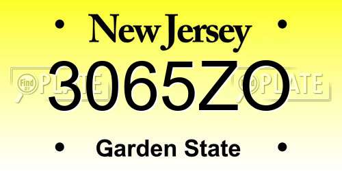 3065ZO New Jersey License Plate