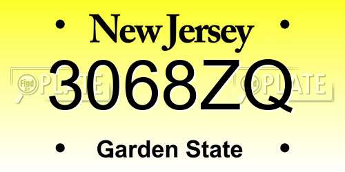 3068ZQ New Jersey License Plate