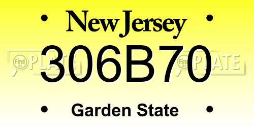 306B70 New Jersey License Plate