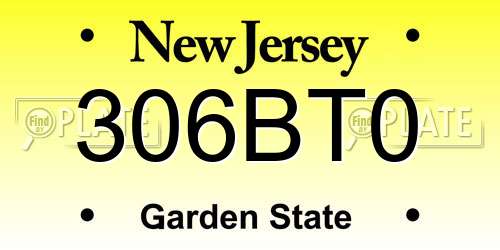 306BT0 New Jersey License Plate