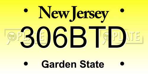 306BTD New Jersey License Plate