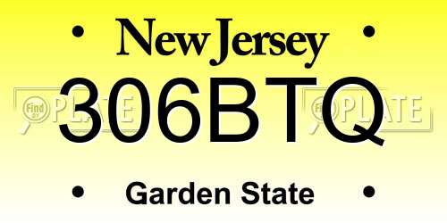 306BTQ New Jersey License Plate