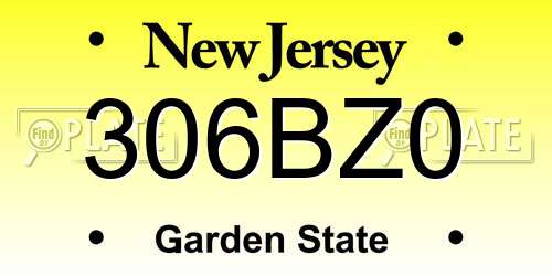 306BZ0 New Jersey License Plate