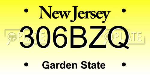 306BZQ New Jersey License Plate