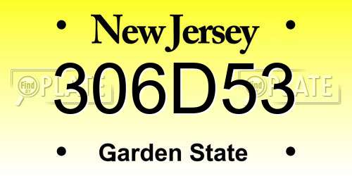306D53 New Jersey License Plate