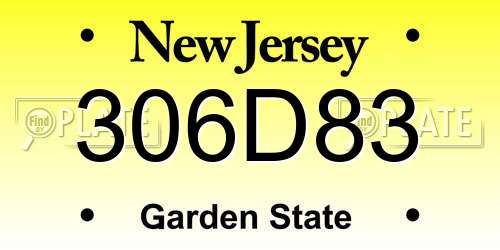 306D83 New Jersey License Plate