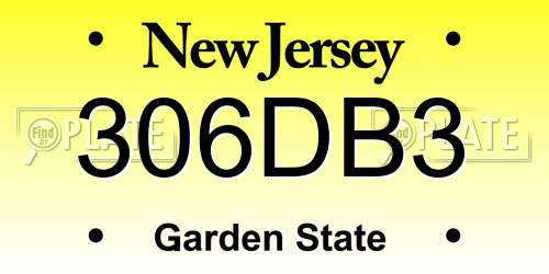 306DB3 New Jersey License Plate