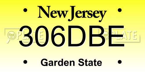 306DBE New Jersey License Plate