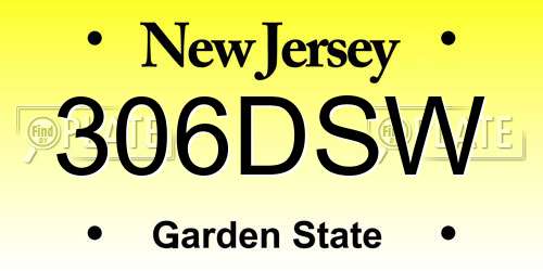 306DSW New Jersey License Plate