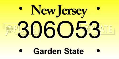 306O53 New Jersey License Plate
