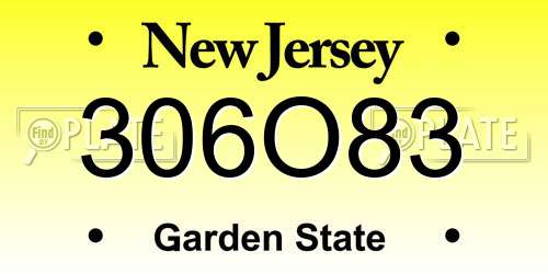 306O83 New Jersey License Plate
