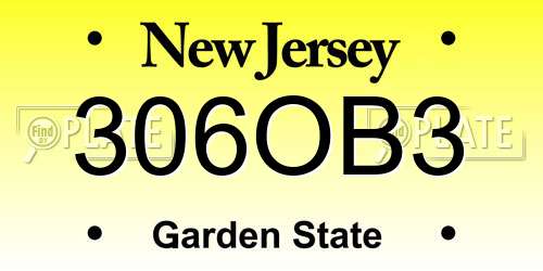306OB3 New Jersey License Plate