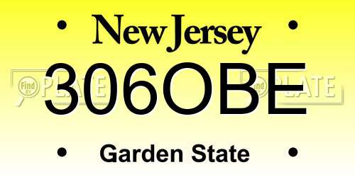 306OBE New Jersey License Plate
