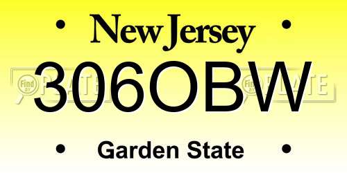 306OBW New Jersey License Plate
