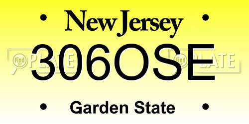 306OSE New Jersey License Plate