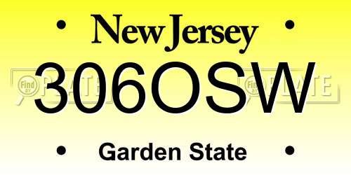 306OSW New Jersey License Plate