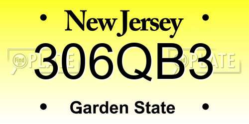 306QB3 New Jersey License Plate