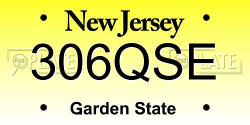 306QSE New Jersey License Plate