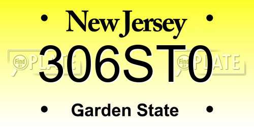306ST0 New Jersey License Plate