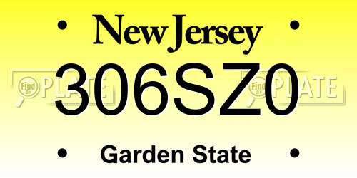 306SZ0 New Jersey License Plate