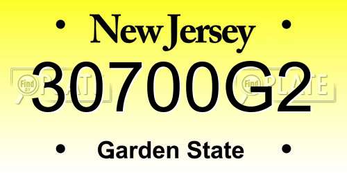30700G2 New Jersey License Plate