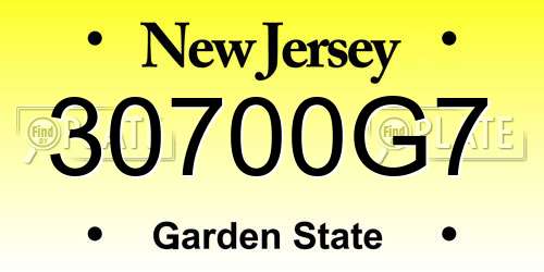 30700G7 New Jersey License Plate