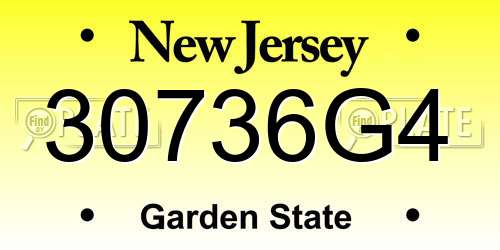 30736G4 New Jersey License Plate
