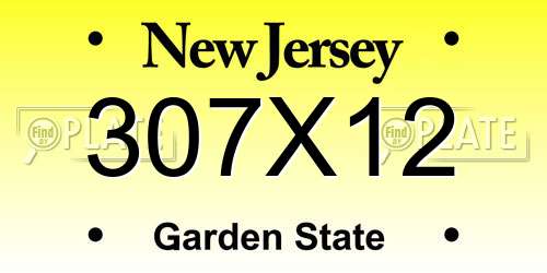 307X12 New Jersey License Plate