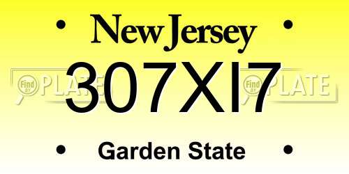 307XI7 New Jersey License Plate