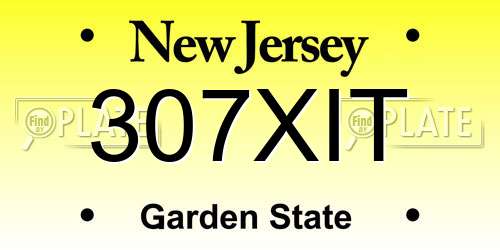 307XIT New Jersey License Plate