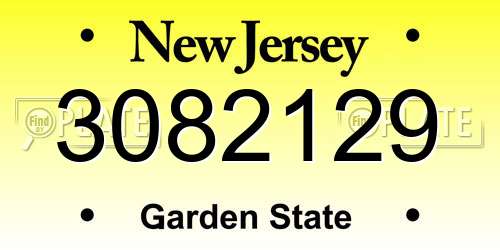 3082129 New Jersey License Plate