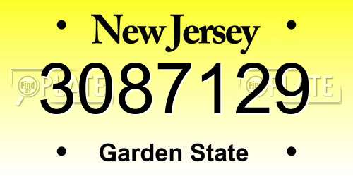 3087129 New Jersey License Plate