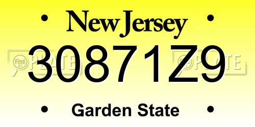 30871Z9 New Jersey License Plate