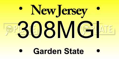 308MGI New Jersey License Plate