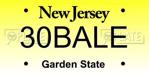 30BALE New Jersey License Plate