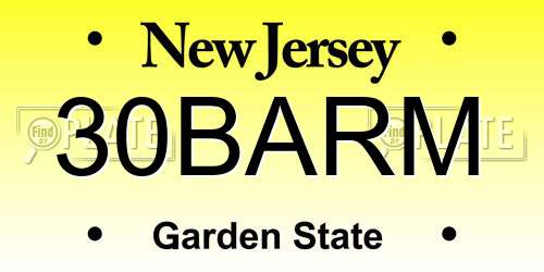 30BARM New Jersey License Plate