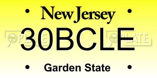 30BCLE New Jersey License Plate