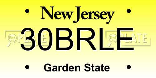 30BRLE New Jersey License Plate