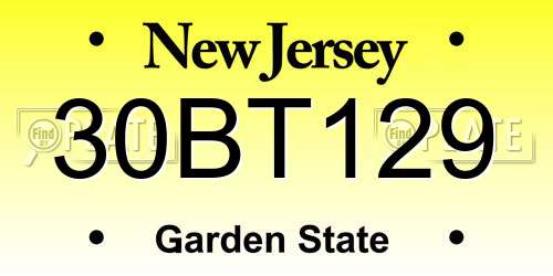 30BT129 New Jersey License Plate